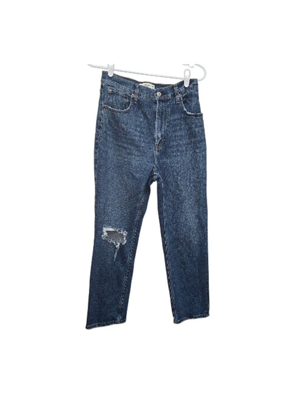 Abercrombie Ultra High Rise Ankle Straight Distressed Jeans 28